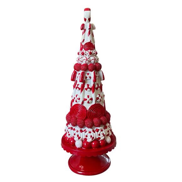 Red & White Candyland Christmas Tree with Peppermints & Candy Canes 18in New - Picture 14 of 15